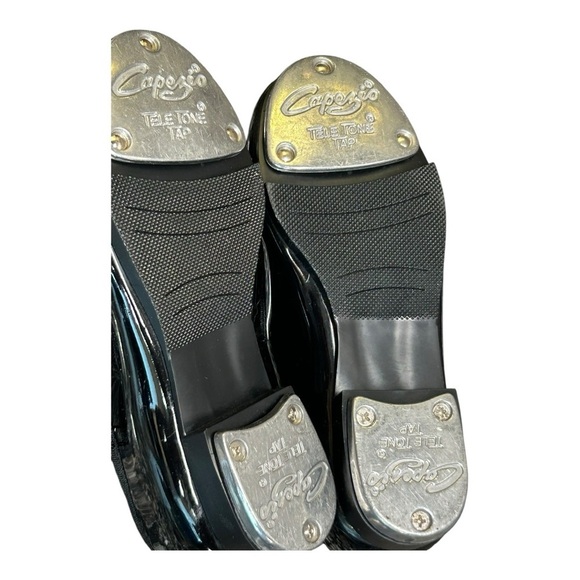 Capezio Girls Shuffle Tap Shoes – Size 10W – Black Leather – Pre-Loved - Picture 7 of 9